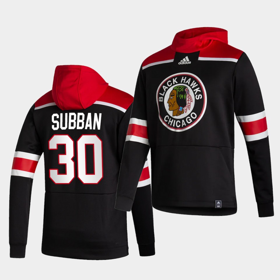 Men Chicago Blackhawks #30 Subban Black NHL 2021 Adidas Pullover Hoodie Jersey->brooklyn nets->NBA Jersey
